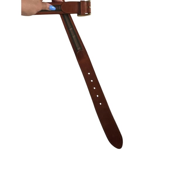 COACH Men's Vintage Tan Green Striped Belt Size 40 - Picture 2 of 8